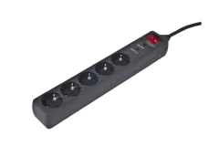Gembird Surge protector, 5 sockets, 3 m, black