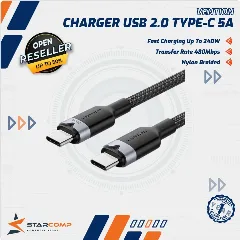 Vention USB 2.0 Type-C Male to Type-C Male 5A Cable 2M White Aluminum Alloy Type